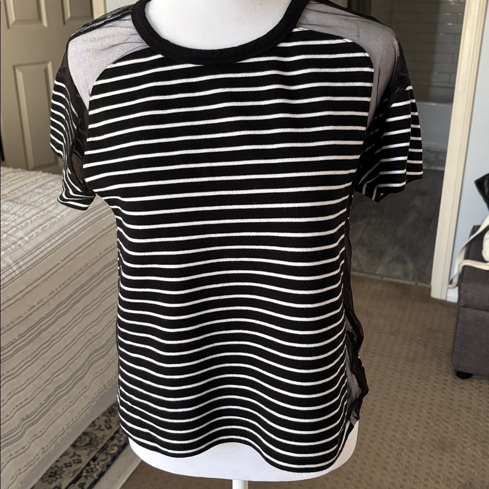 Anthropologie Black and White Striped Top